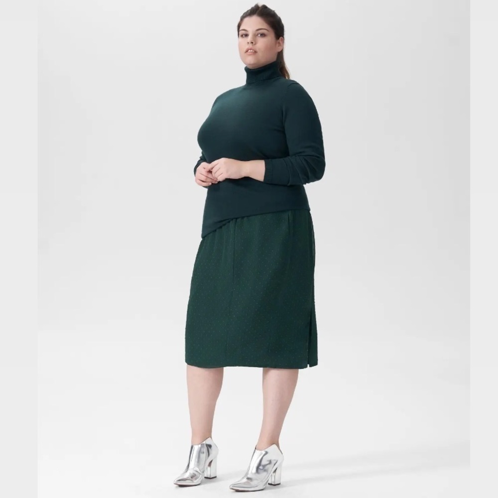 Universal Standard Forest Green Blair Swiss Dot Chiffon Skirt